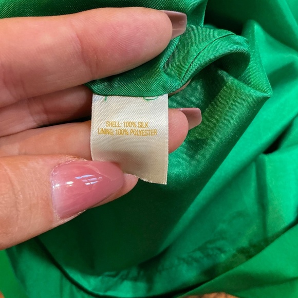 Kate Spade New York Silk Bow Neck Blouse XXS | Emerald Green - Picture 6 of 8